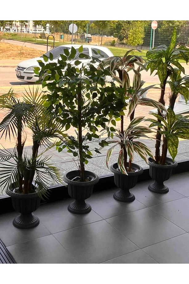 Dekoratif Nergiz 30cm Ayaklı Saksı Plastik Çiçek Saksısı Kapı Önü İç dış Mekan Ayaklı Saksı 1 Adet - 2
