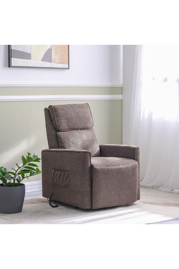 Lathem 1 Seater Fabric Accent Chair w/ Lift + Tilt - Brown L73xW93xH102cm