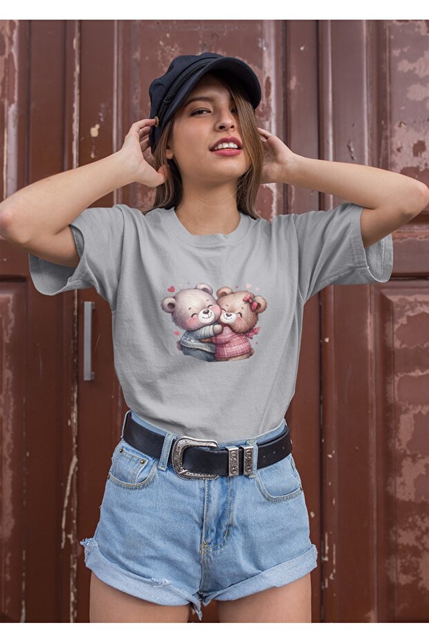 Women's Collar Transfer Printed Round Neck Short Sleeve T-Shirt