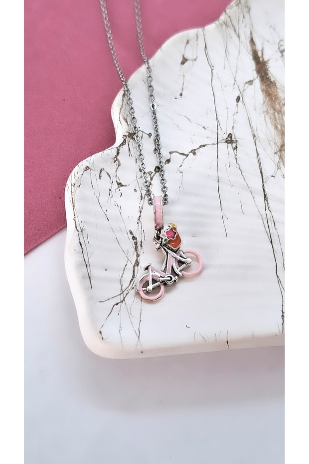 Bisiklet Figürlü Çelik Kolye - 4