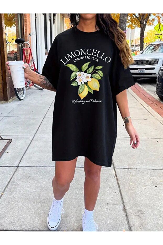 تي شيرت نسائي قطني قابل للتنفس مقاس كبير مطبوع من Limoncello