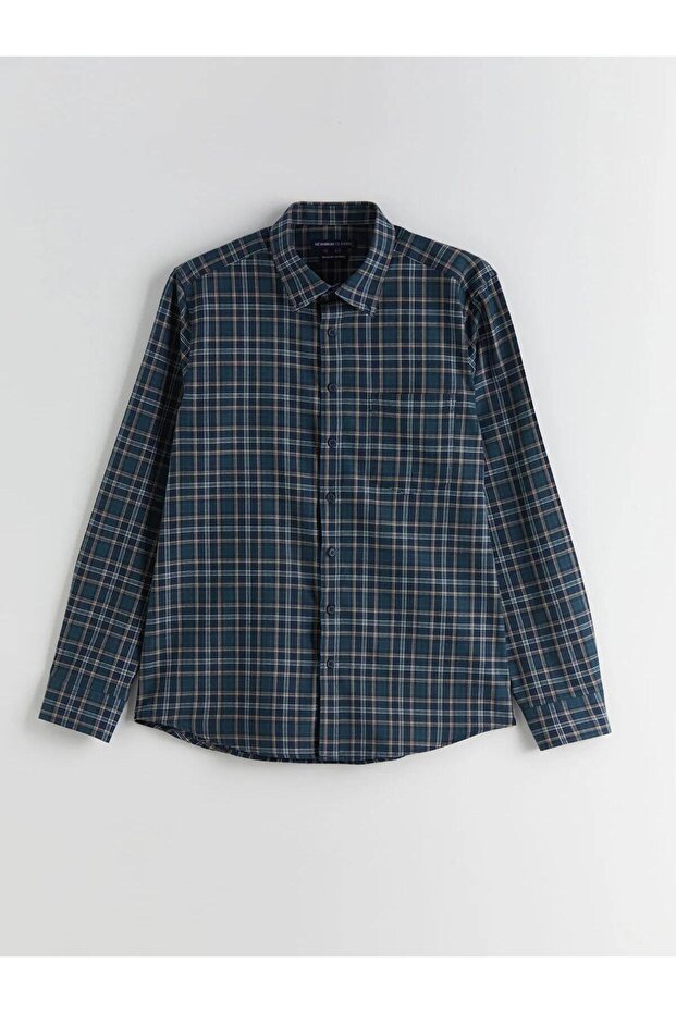 Lcwaikiki Classic Regular Fit Long Sleeve Plaid Men's Shirt (W5)