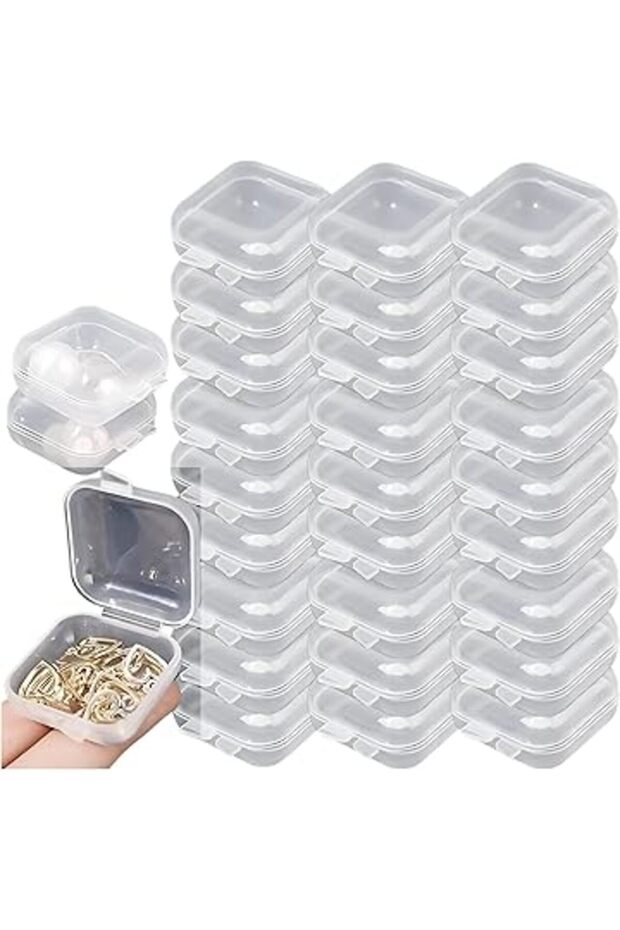 Small Plastic Storage Boxes, 30 Pieces, 3.5 x 3.5 cm, Clear