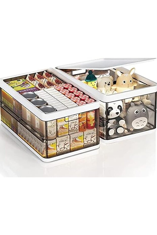 2-Pack Stackable Plastic Storage