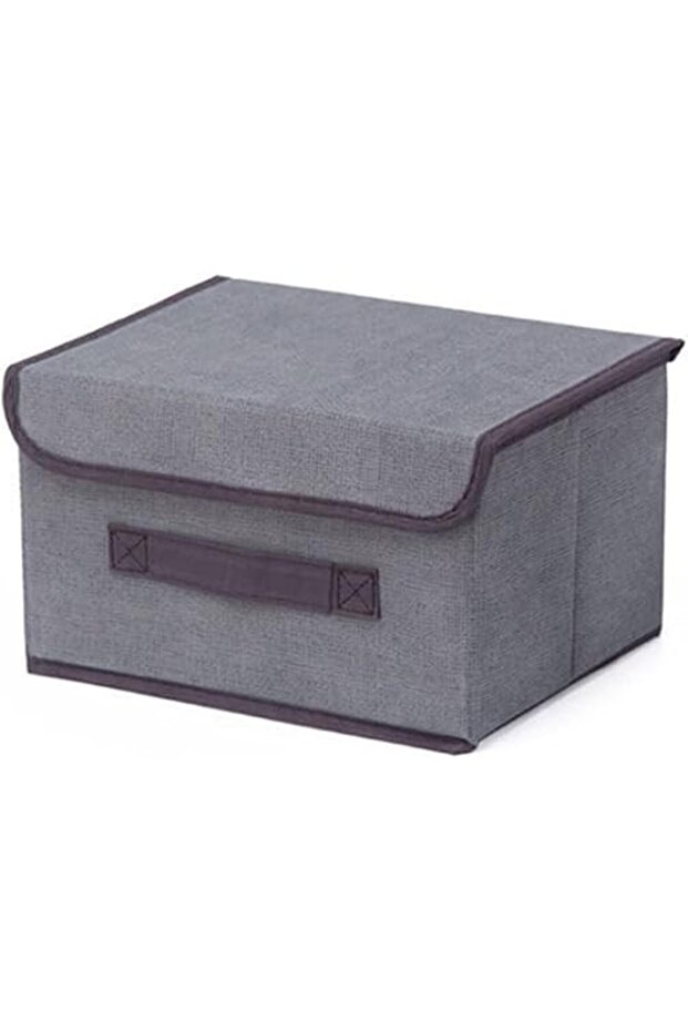 Foldable Fabric Dustproof Storage Box With Lid - Grey, 25*19*16cm/9.84*7.48*6.3 inches
