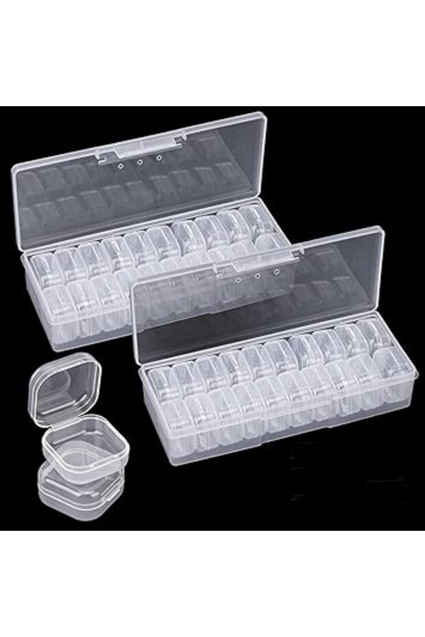 40 Clear Bead Storage Boxes – 2 Sets for Crafts, Embroidery, Diamond Art & Nail Accessories
