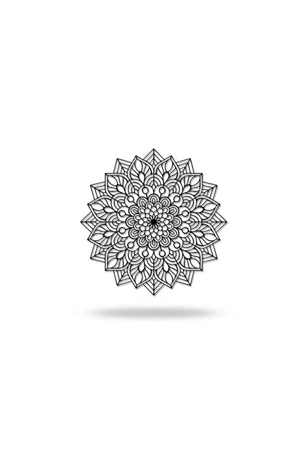 Wooden Wall Art With Self Adhesive Base - Black (Mandala Flower)