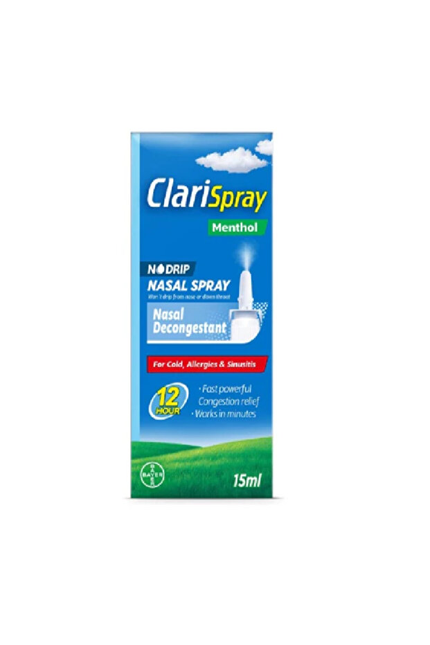 ClariSpray Menthol No Drip, Fast & Powerful Spray For Allergy Relief 15 ml
