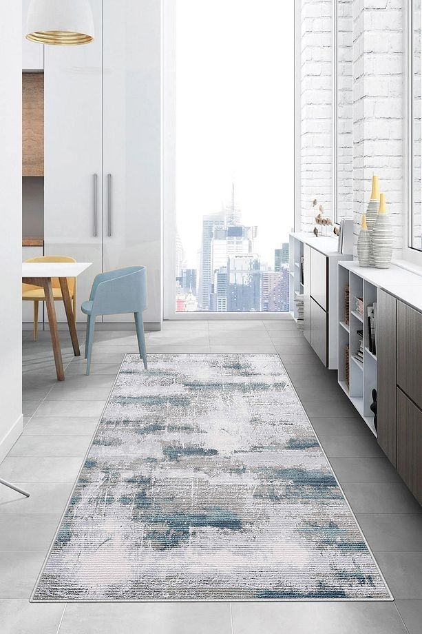 DİJİTAL BASKILI Kaymaz Taban Yıkanabilir Modern Mutfak Halısı Salon Halısı Yolluk - 2