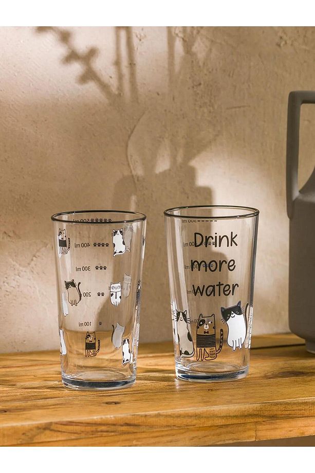 LCW HOME Kedi Baskılı Cam Bardak Seti 2'li 570 ml (W5) - 3