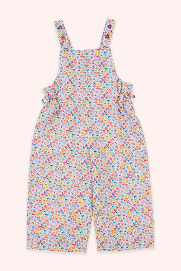 Baby Girl Floral Detailed Pink Salopet