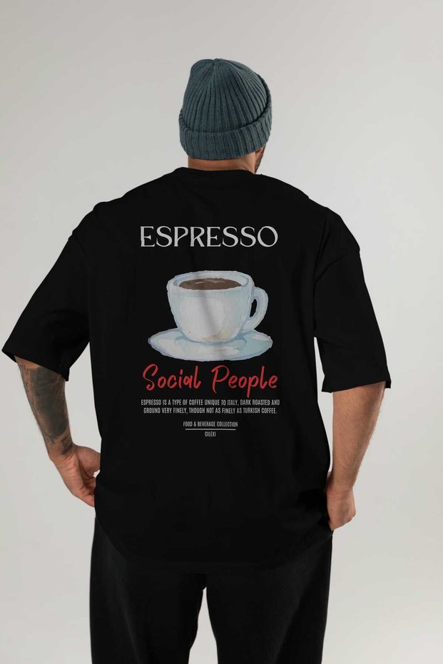 Espresso Cocktail Printed Oversize T-Shirt Men Women 100% Cotton Crew Neck Tee