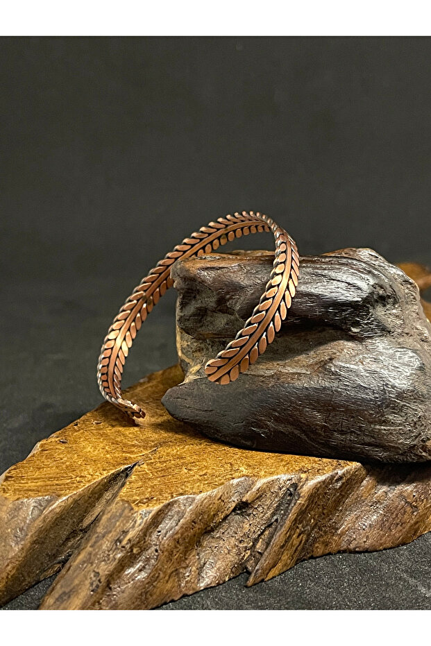 سوار من النحاس الخالص 100%، مكون من ورقتين من النحاس الخالص المزخرف، سوار من النحاس الخالص مصنوع يدويًا، سوار من النحاس الخالص للجنسين، سوار من النحاس الخالص.