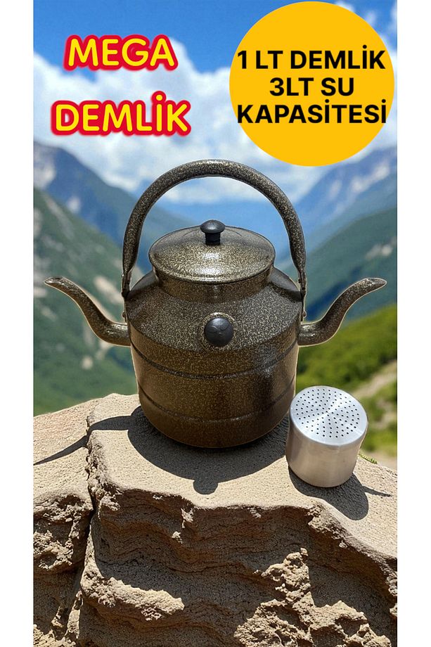 Avcı, Çoban, Kampçı, Çift Taraflı Çaydanlık, Süzekli 4 Litre, Mega Demlik - 1
