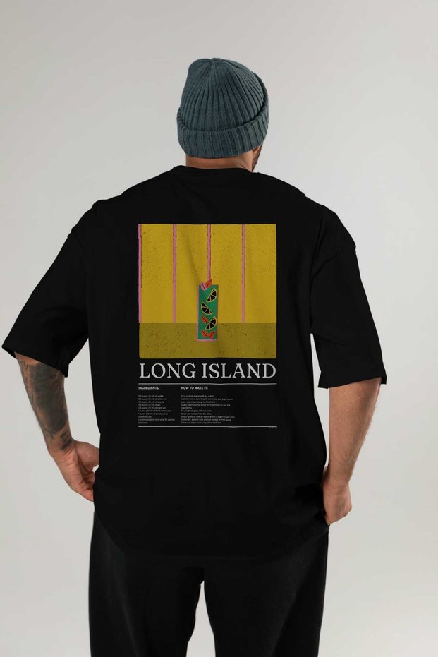 Long Island Cocktail Series Back Printed Oversize T-Shirt Men Women 100% Cotton Crew Neck Tshirt