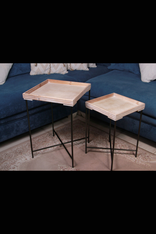 طقم طاولات قهوة جانبية متعددة الاستخدامات - 5