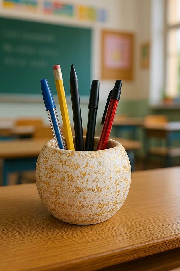 2 Lİ SİMLİ Seramik Saksıda Yapay Sukulent 8x7,5 Cm Dekoratif Masa Üstü Kalemlik Çiçek Seti - 1