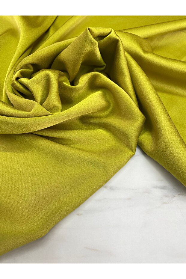 Yağ Yeşili Düz Elbiselik Likralı Saten Kumaş ÜRÜNÜMÜZ ADET OLARAK SATILIR 1 ADET 1 METRE - 4