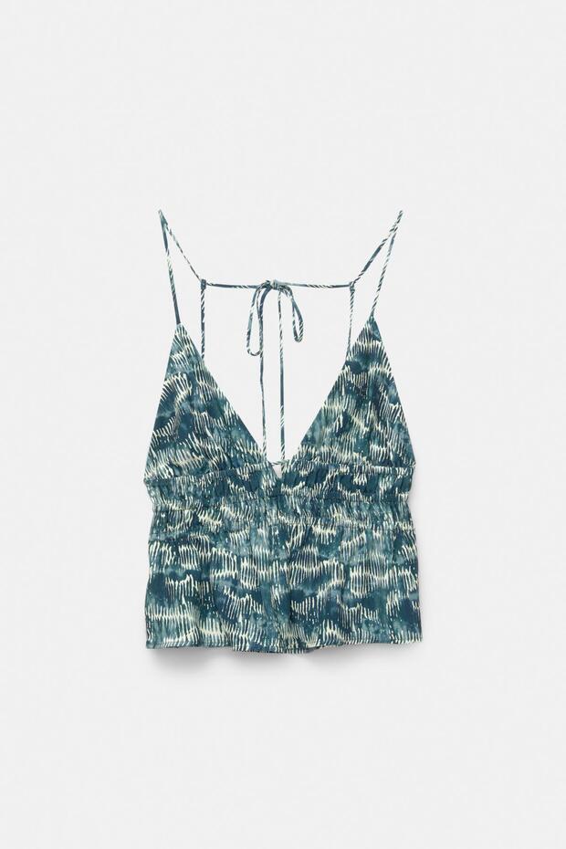 Desenli büzgülü top - 7