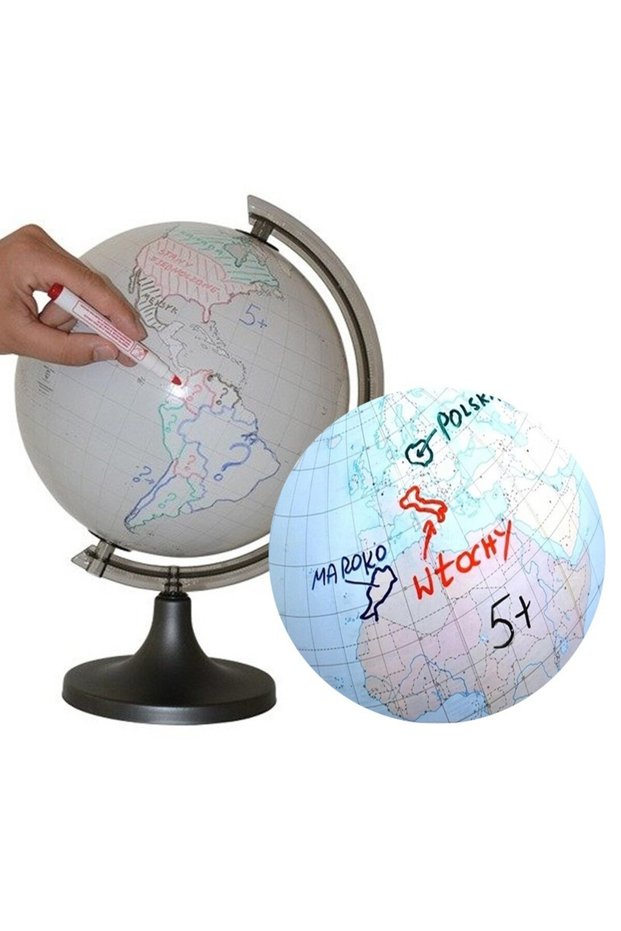 Outlined globe, 4 markers, sponge, customizable, diameter 25cm