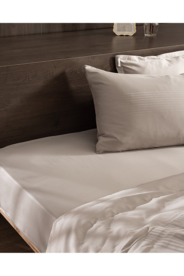 Reverie King Size Pamuklu Bambu Armürlü Nevresim Takımı - Taş - 7