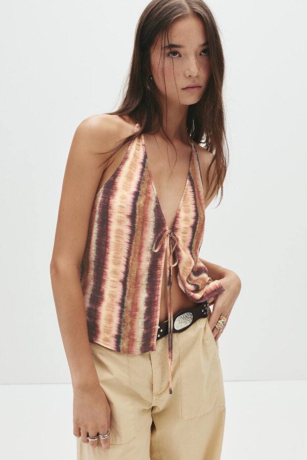 Halter yaka desenli top - 2