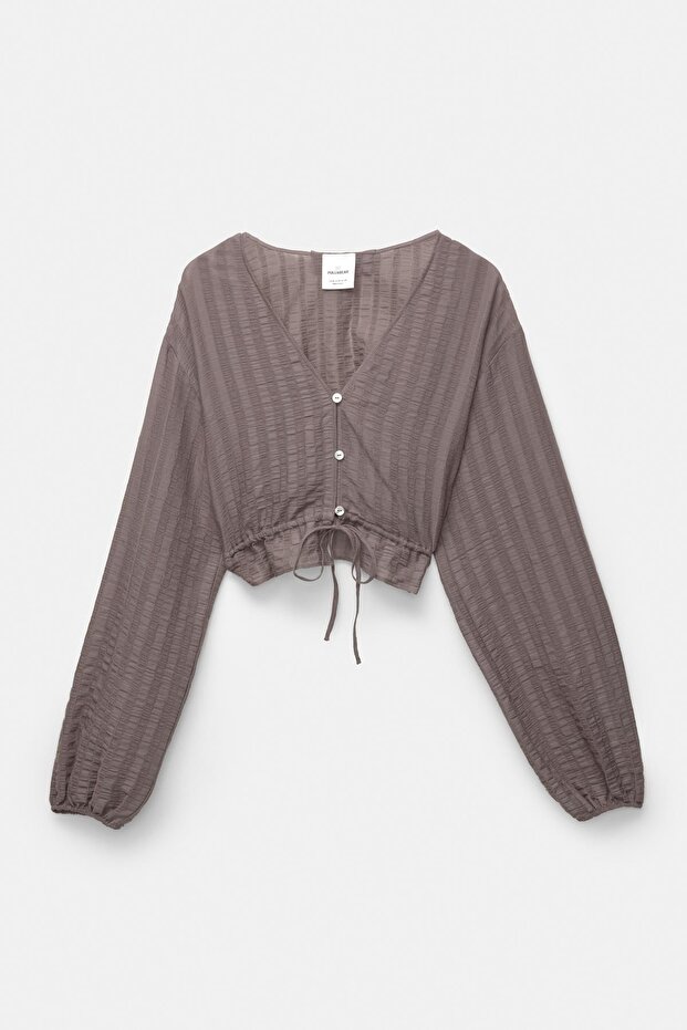 Çizgili dokulu gömlek - 6