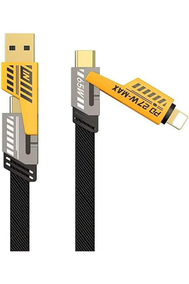 in 1 Çoklu USB Şarj Kablosu: 1M, Type C to Lightning Örgü Şarj Kablosu USB A/USB C 65W Tip C/27 - 1