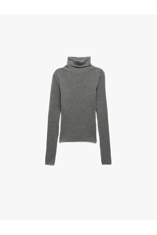 Long Sleeve Viscose Blend Turtleneck Sweater