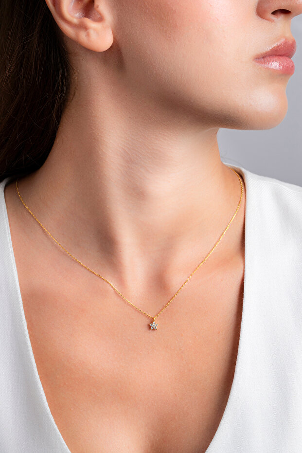 925 Ayar Gümüş Minimal Lotus Çiçek Kolye Elkab92265A - 5