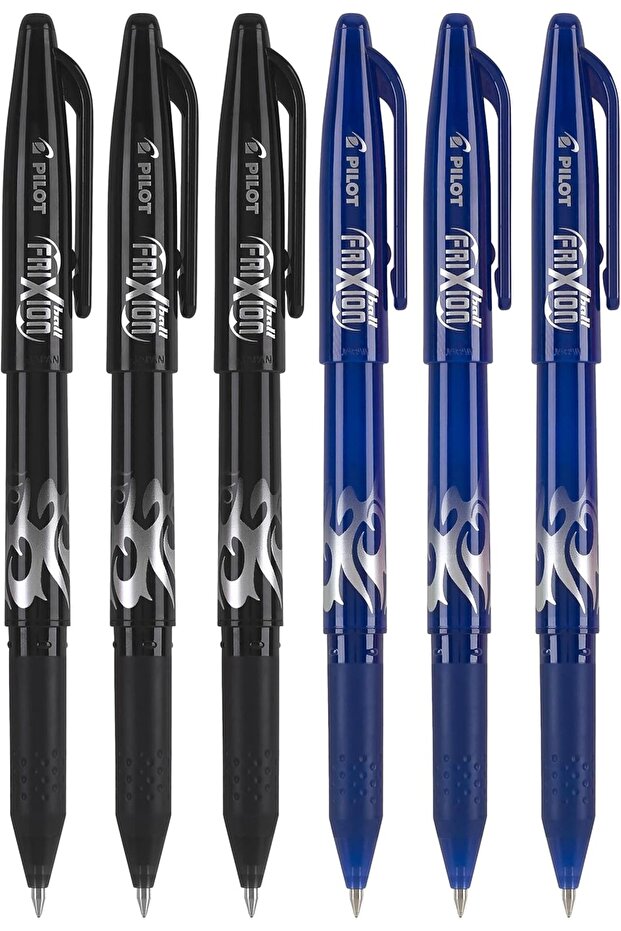 FriXion Ball 0.7mm Erasable Gel Pens, Fine Point (Black/Blue, 6 Pack)