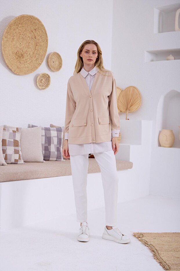 HIRKA GÖRÜNÜMLÜ DÜĞMELİ TUNİK - 2