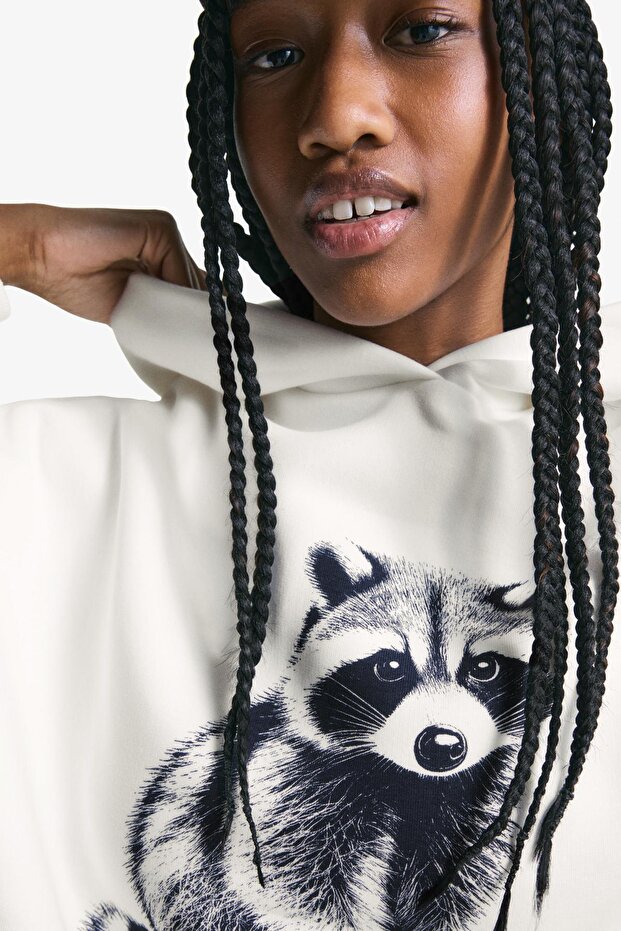 Baskılı kapüşonlu sweatshirt - 4