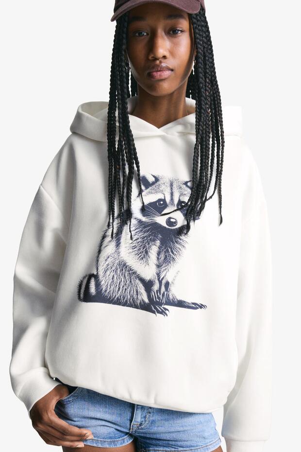 Baskılı kapüşonlu sweatshirt - 3