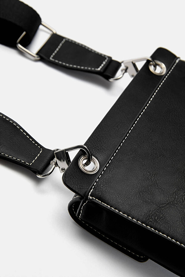 Kontrast dikişli çapraz askılı çanta - 3