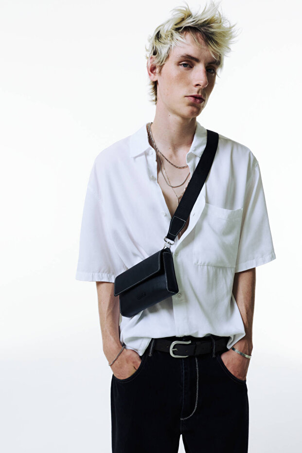 Kontrast dikişli çapraz askılı çanta - 4