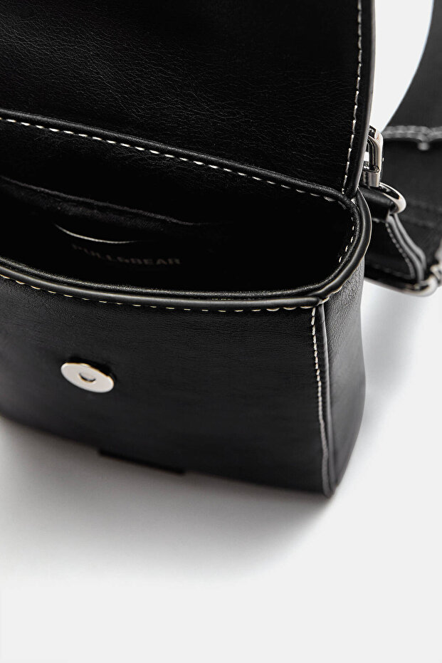 Kontrast dikişli askılı telefon çantası - 4