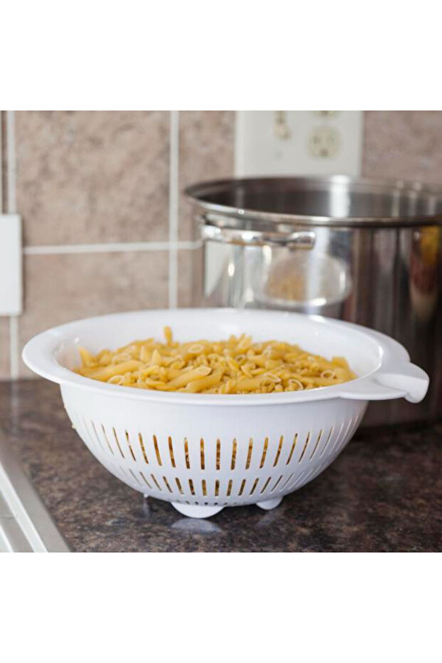 مصفاة بلاستيكية دائرية متعددة الأغراض عالية الجودة آمنة للاستخدام في غسالة الأطباق، سعة 4 كوارت - 2