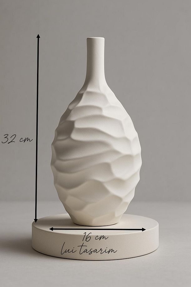 Modern Vazo İSkandinav tarzı Bohem Seramik Kendinden Desenli 32*16 - 2