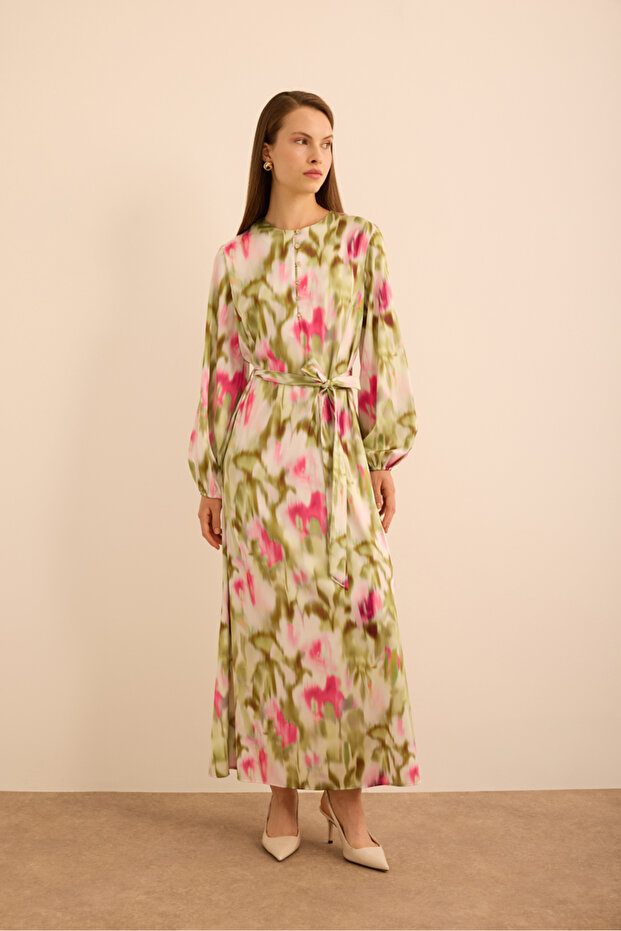 Batik Desenli Elbise - 5