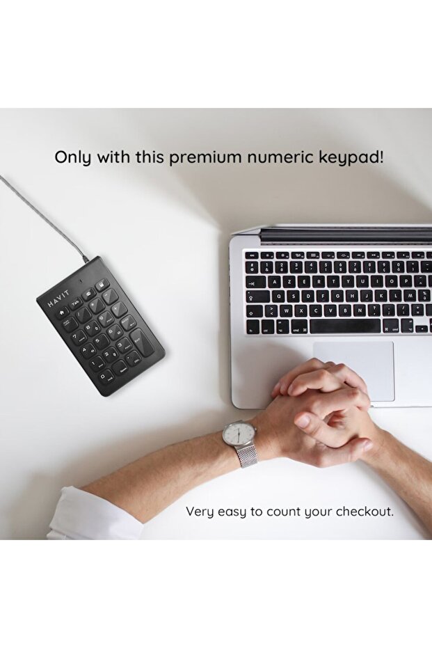 Havit Numeric Keypad with USB A Connector, 1.5m Cable, 80mA, ABS, Black - 3
