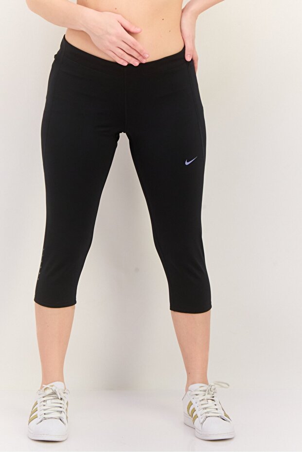 Women Tight Fit Crop Training Leggings, Black