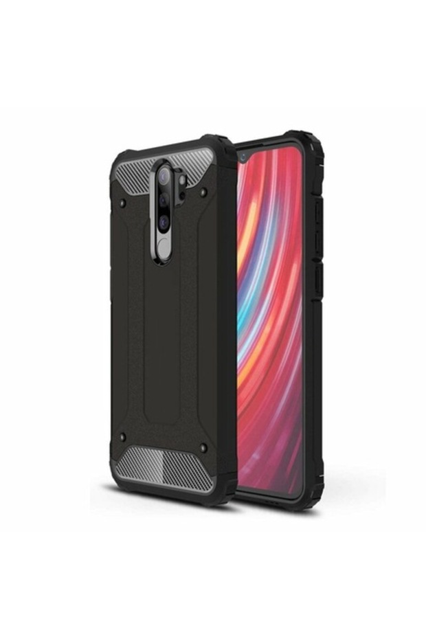 Protective Case Compatible with Xiaomi Redmi Note 8 Pro, Hybrid Armor, Reinforced Edges, TPU, Black - 1