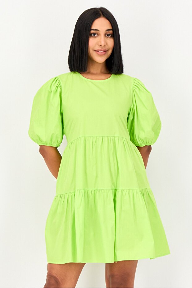 Ole X Women Pleated A-Line Dress, Apple Green