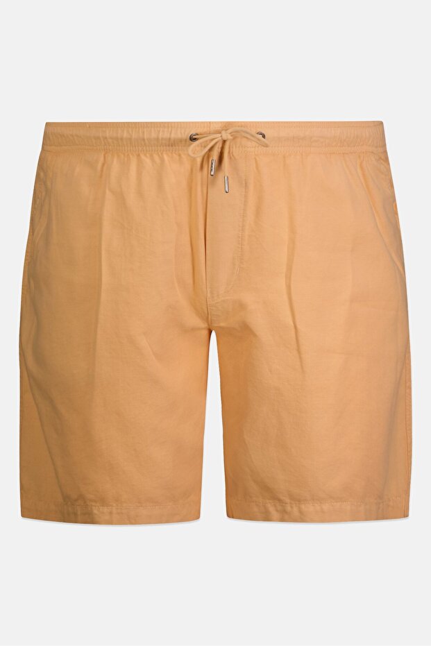 Men Solid Basic Shorts, Peach - 2