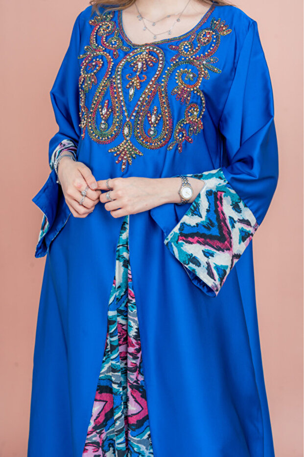 Solid Embroidered Jalabiya - 2