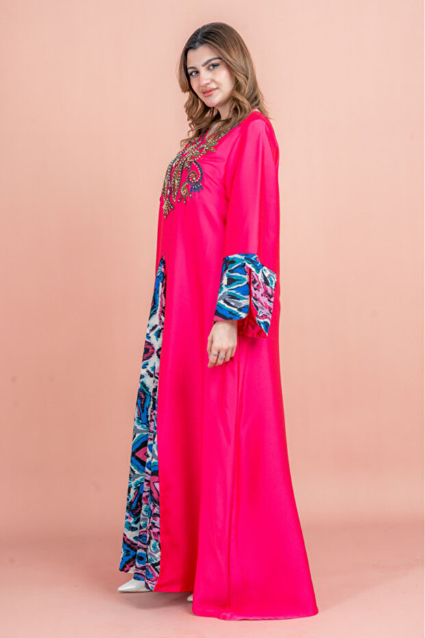 Solid Embroidered Jalabiya - 3