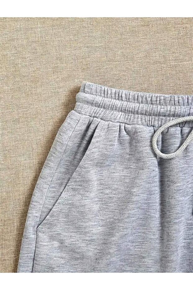 Gri Kadın Penye Şort - 4