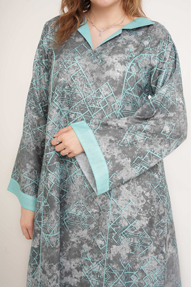 Elegant Patterns Collared Jalabiya - 2