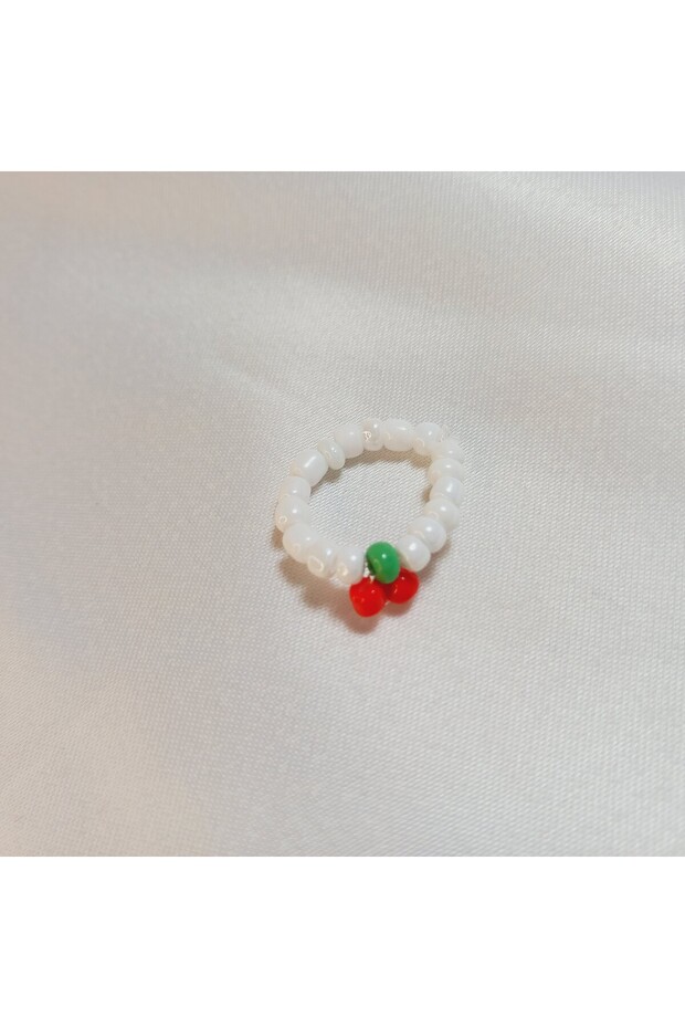 Miyuki Bead Cherry Ring-Cherry Ring-Miyuki Ring-Minimal Cherry Ring-Bead Ring-Braid Ring - 3